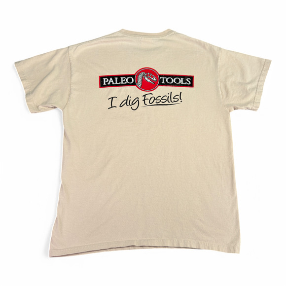 Dinosaur Shirt Adult MEDIUM Brown Paleo Tools Dig Fossils Bones Museum Science - Picture 1 of 9